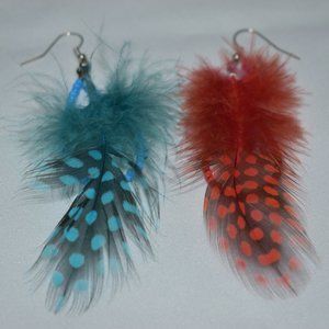 Feather And Bead Earrings